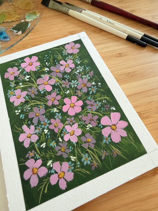 Wildflower field in gouache