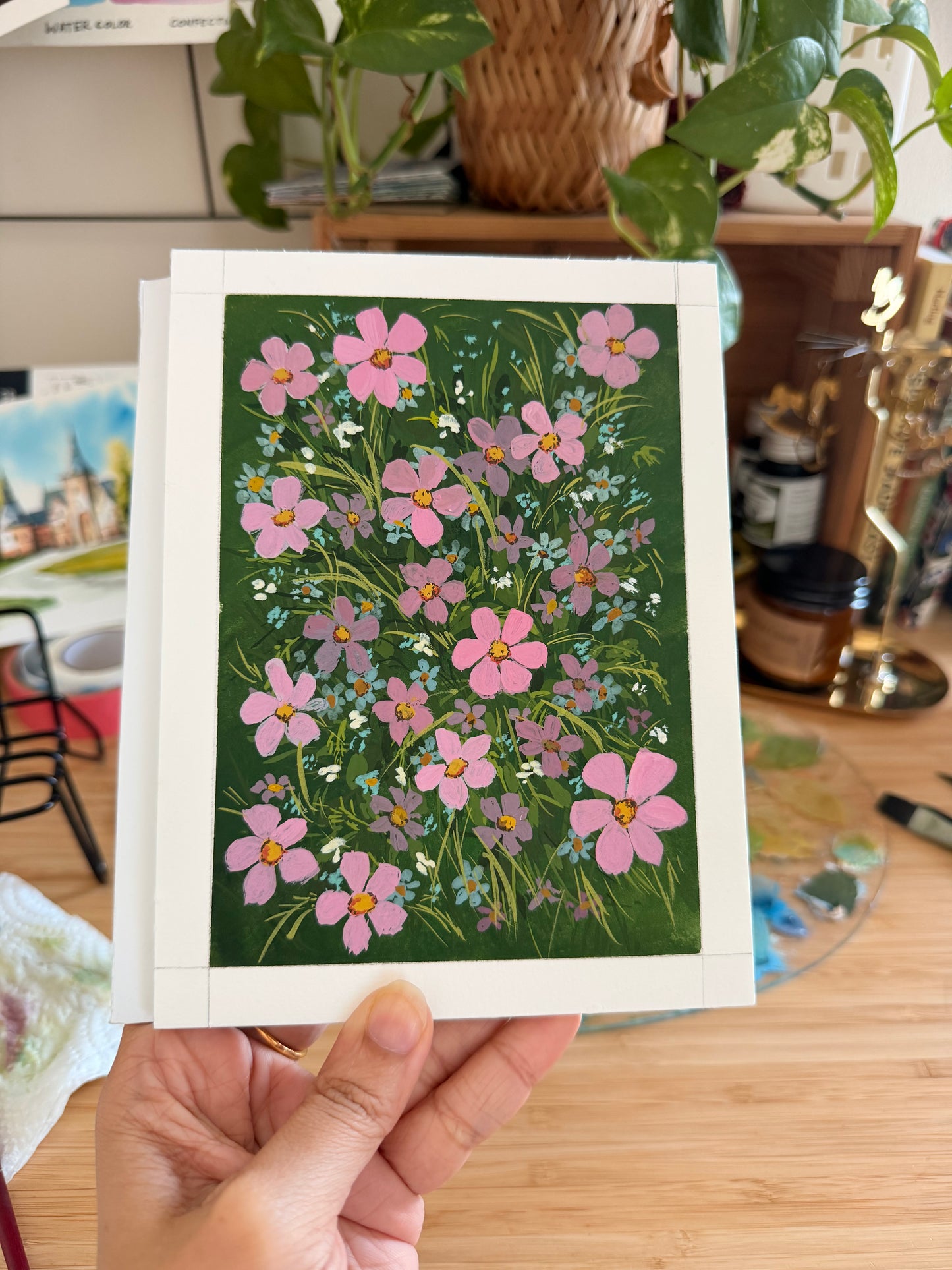 Wildflower field in gouache