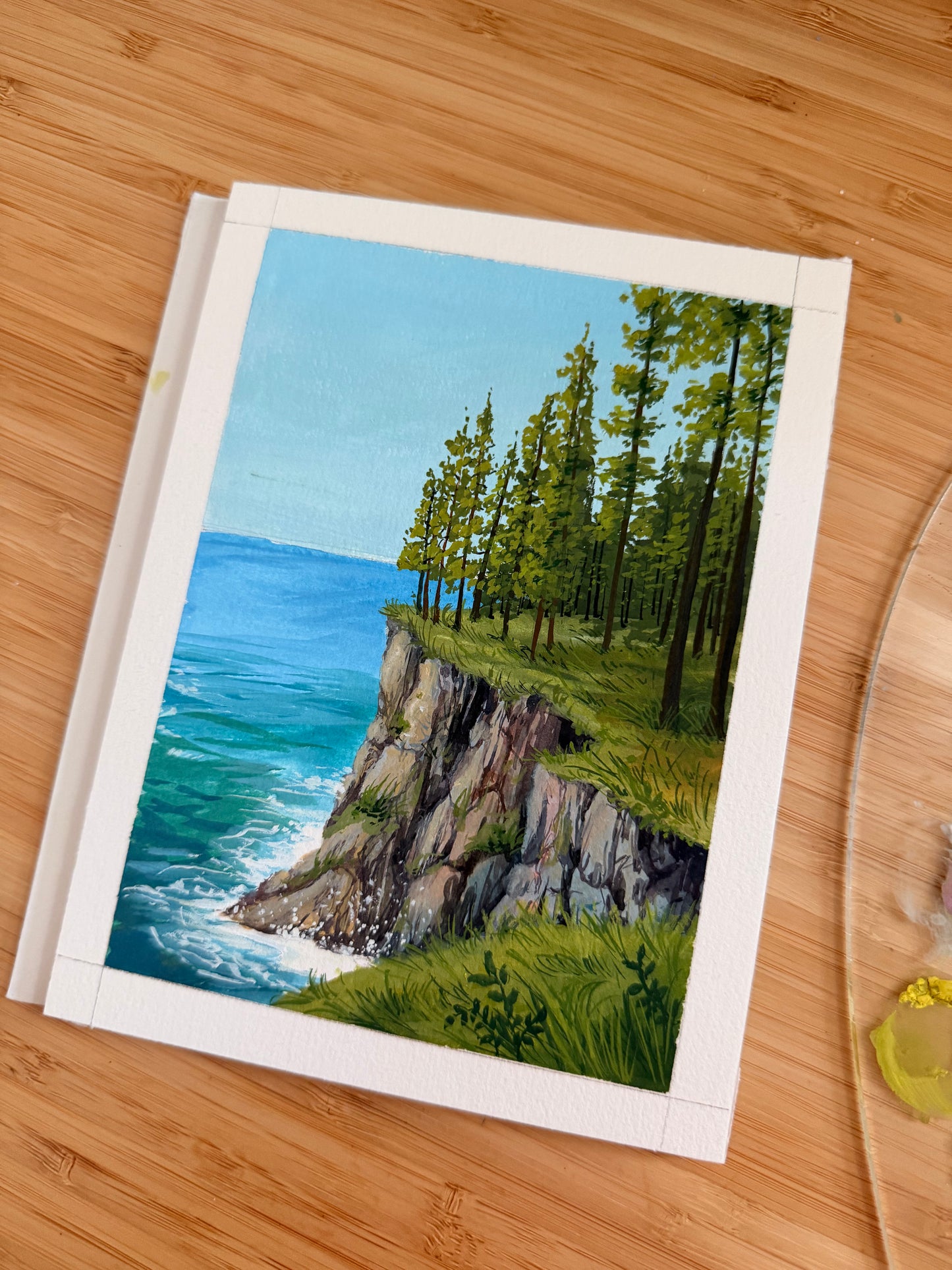 by the cliff- Gouache original painting