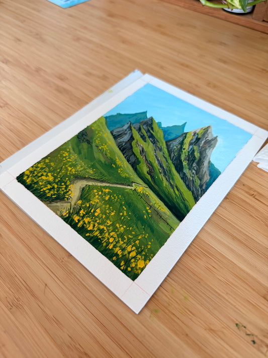 Dolomites, italian alps in gouache