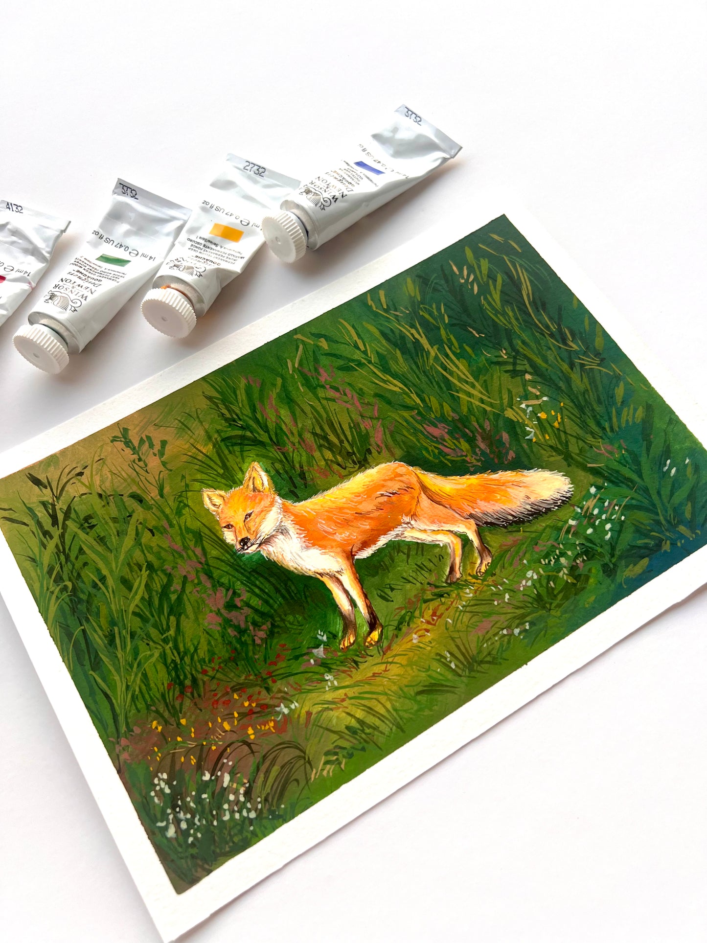 Fox in field painting