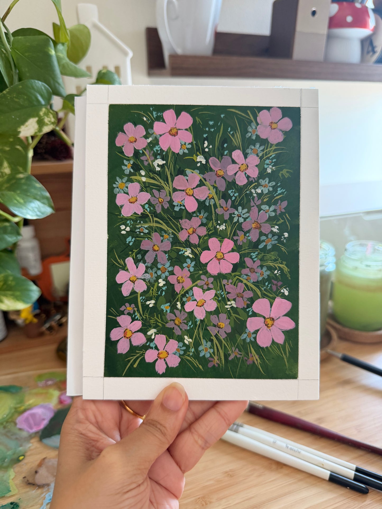 Wildflower field in gouache