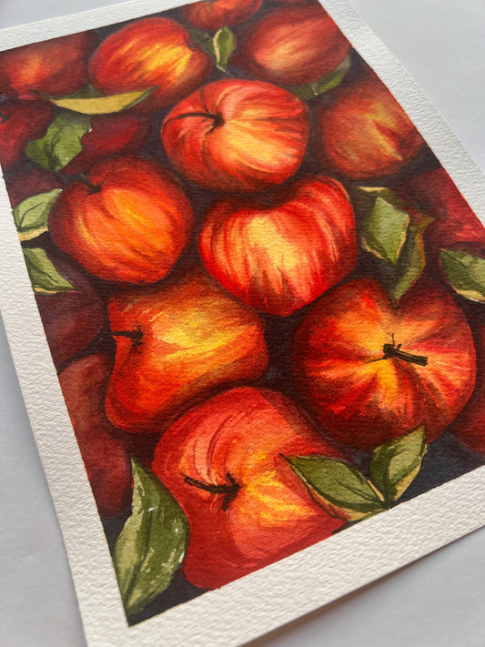 Apples box - Realistic watercolor art