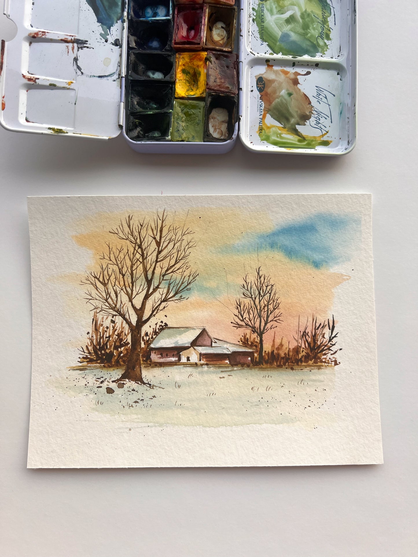 Soft winter sky painting
