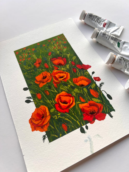 Poppy flowers 3D illusion painting