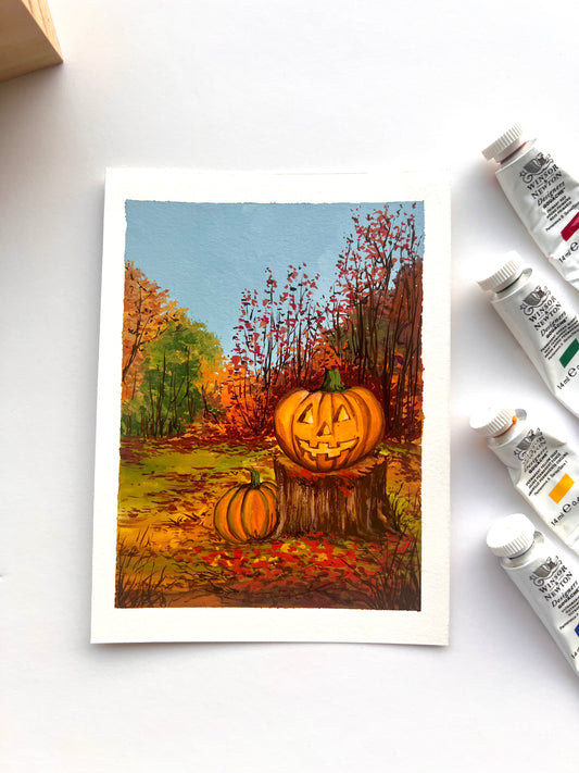 Halloween Carved pumpkin painting