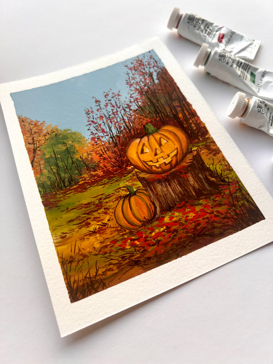 Halloween Carved pumpkin painting